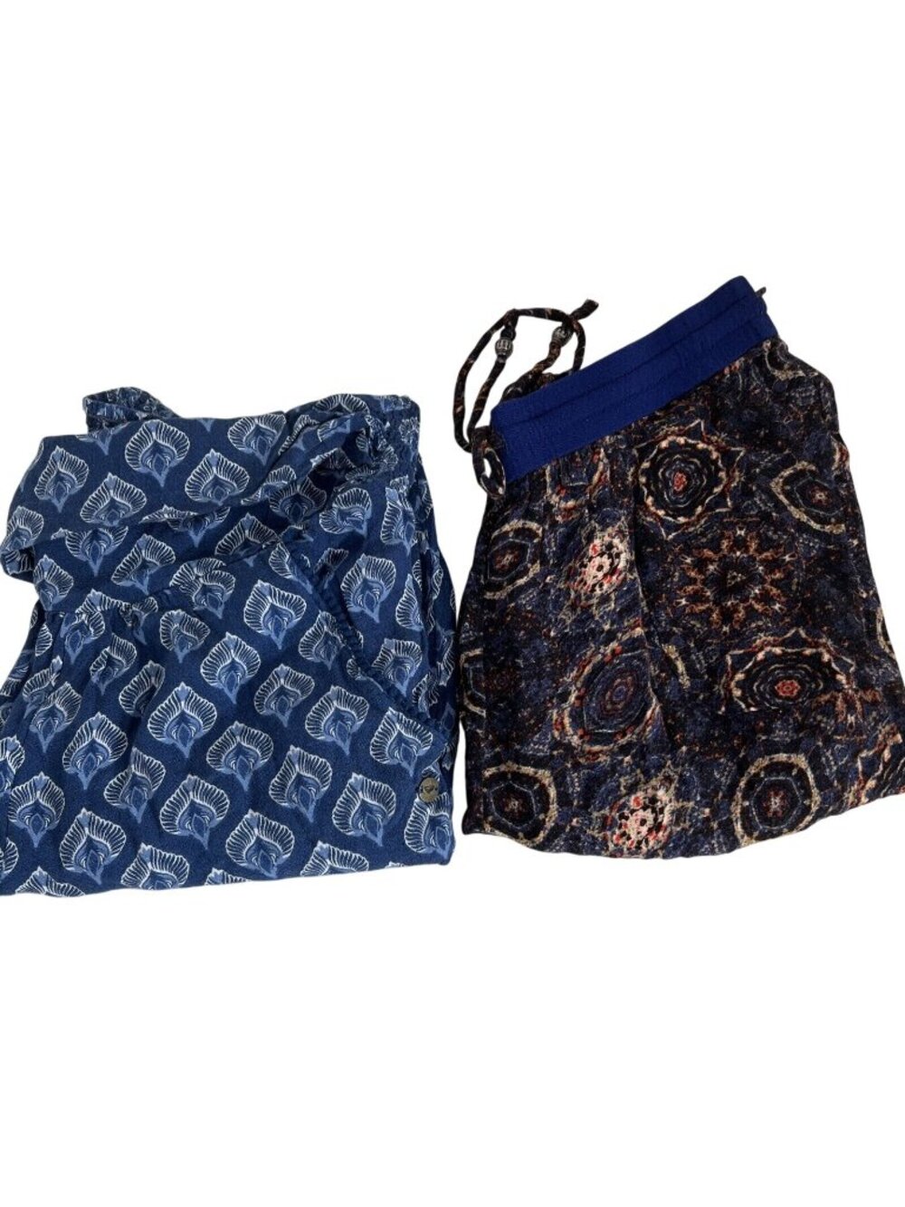 Roxy Blue Peacock Print & Staring At Stars Patterned Yoga Pants Bundle XS